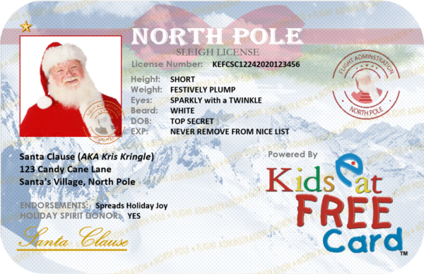 Santa Clause Christmas eCard powered by Kids Eat Free Card